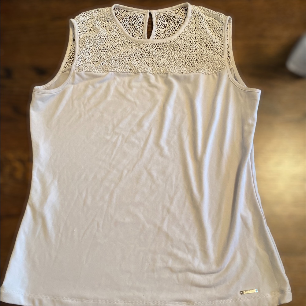 🍃  Calvin Klein White eyelet mesh blouse -Small